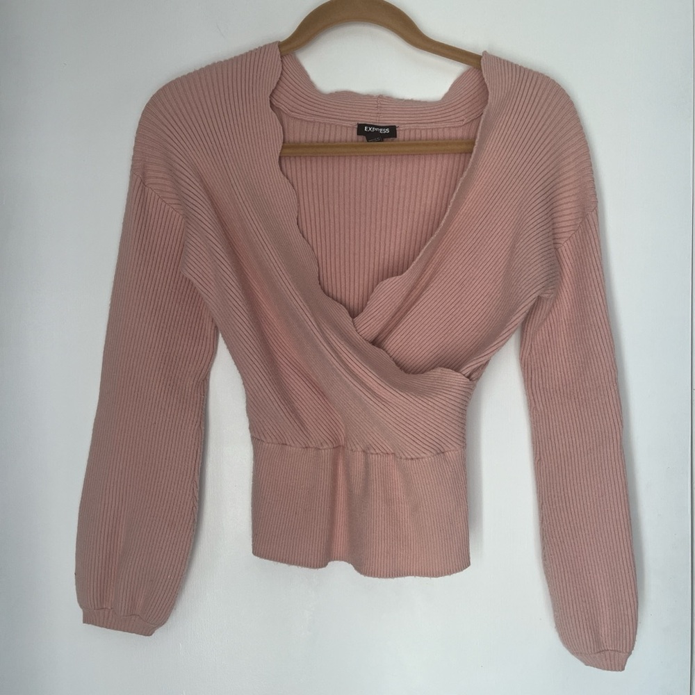 Express Blush Ribbed Knit Top
